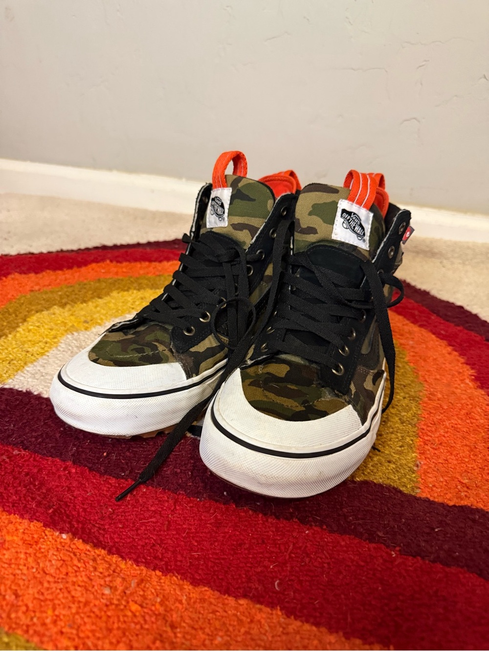 Vans MTE Waterproof Insulated Winter High-Top Sneakers in Camo and Orange